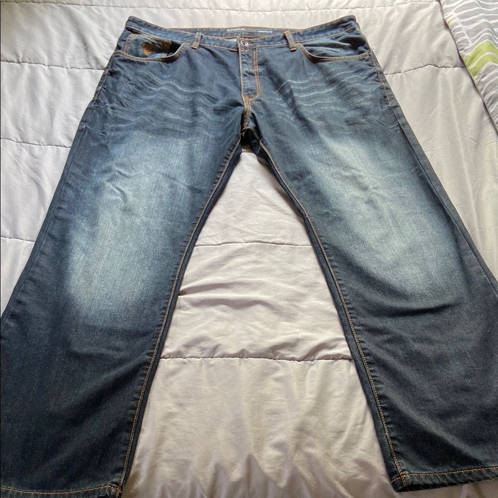 Rocawear Blue Relaxed Jeans with Vintage Distressed Look